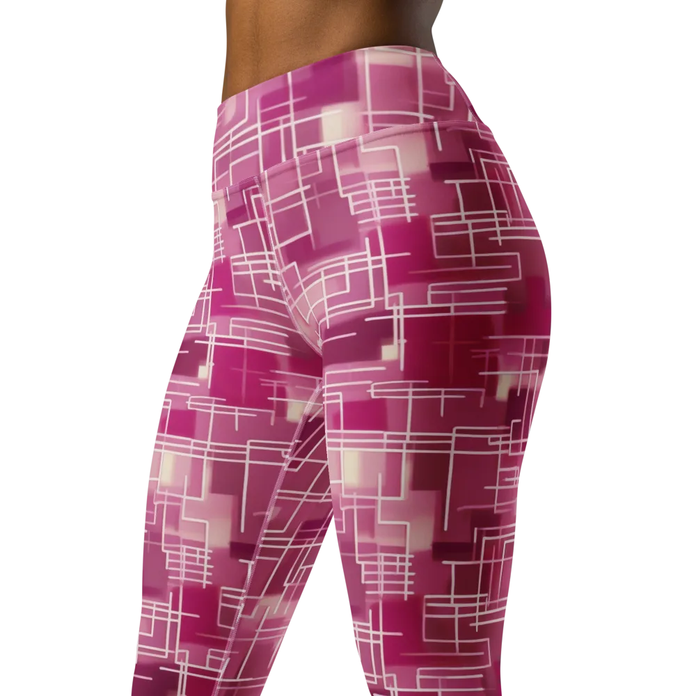 Neon Grid on Yoga Leggings — Left Front