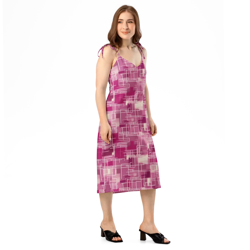 Neon Grid on Slip Dress — Right Front