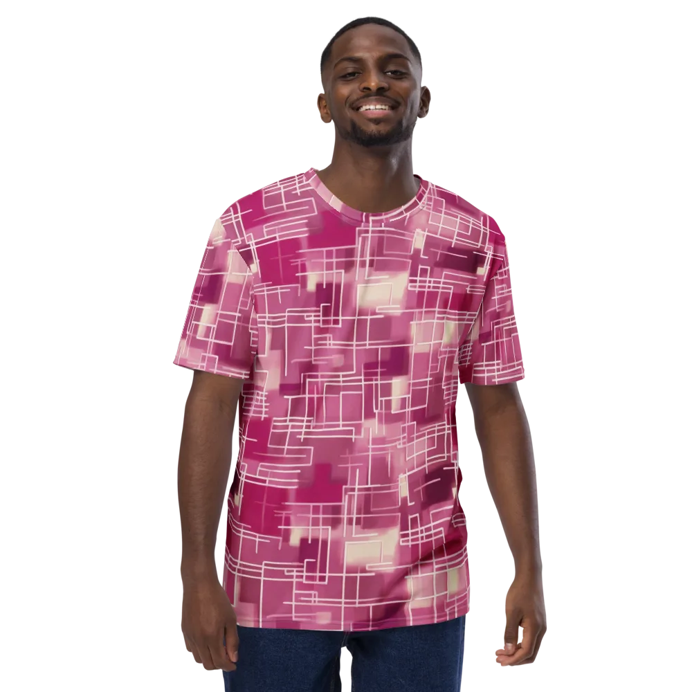 Neon Grid on Men's Crew Neck T-Shirt — Front