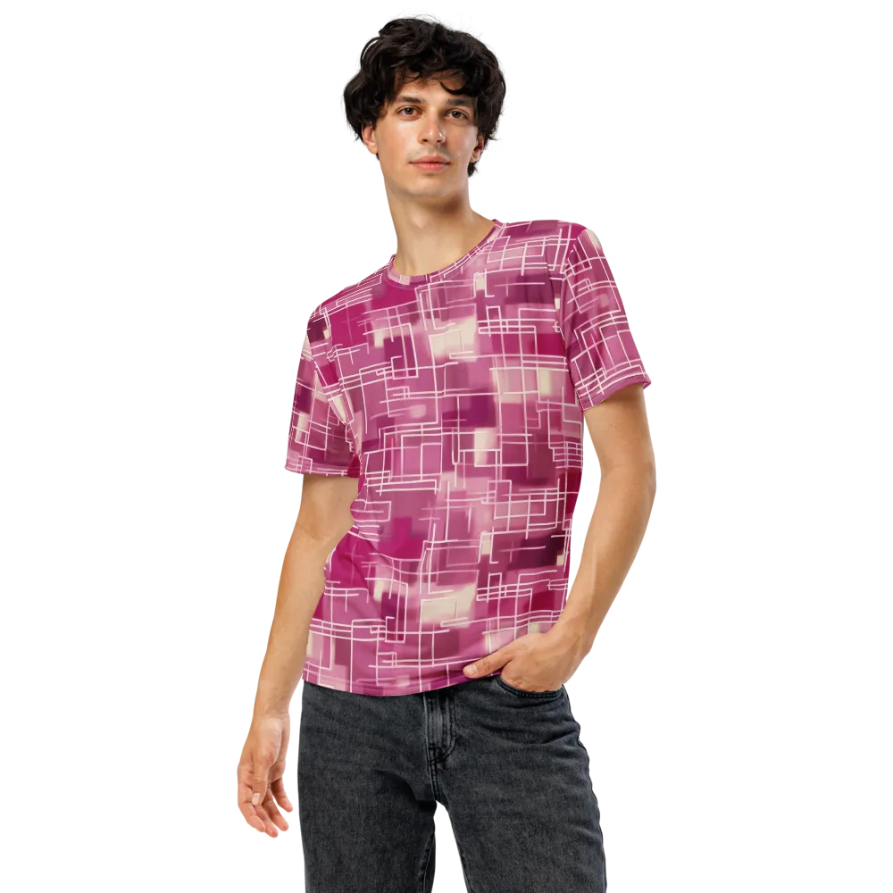 Neon Grid on Men's Crew Neck T-Shirt — Front