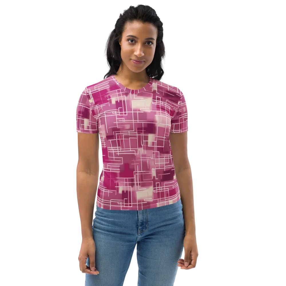 Neon Grid on Women's Crew Neck T-Shirt — Front