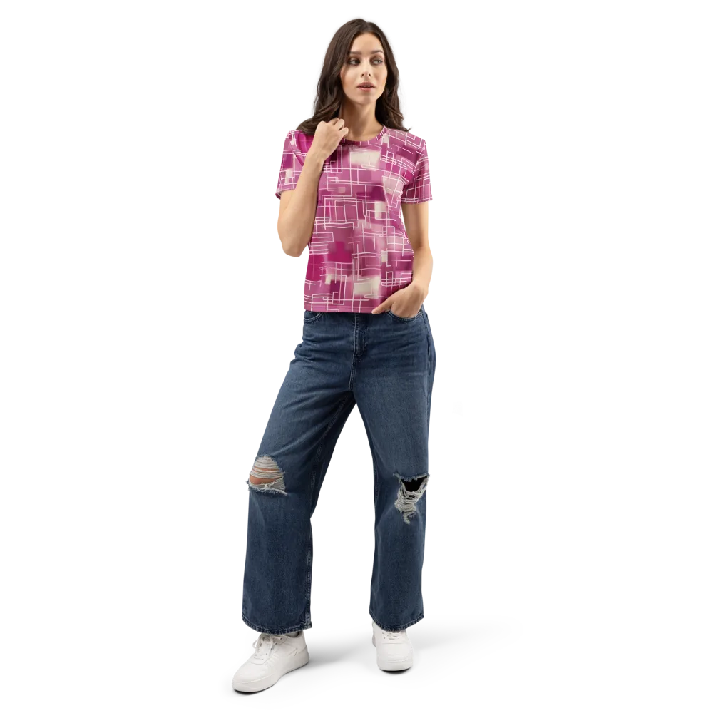 Neon Grid on Women's Crew Neck T-Shirt — Front