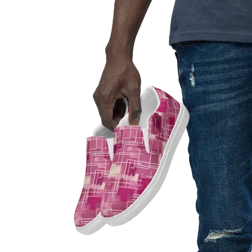 Neon Grid on a Men's Slip-On Canvas Shoes