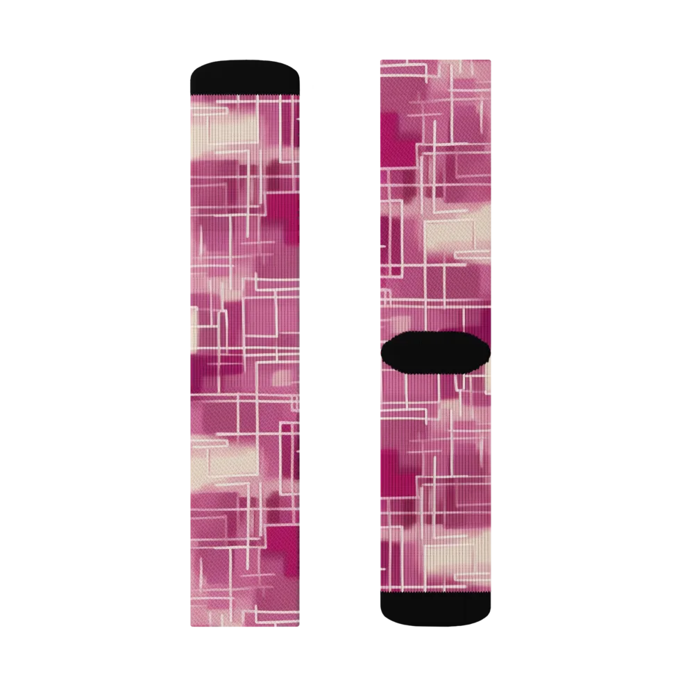 Neon Grid on Socks — Left Sock