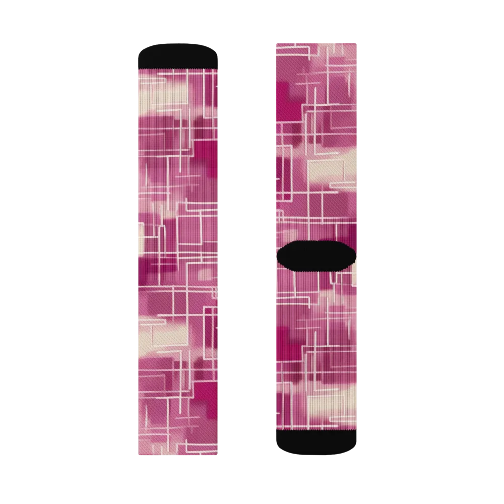 Neon Grid on Socks — Right Sock