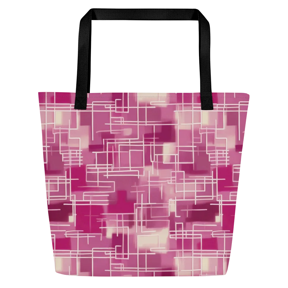 Neon Grid on Large Tote Bag W/ Pocket — Front