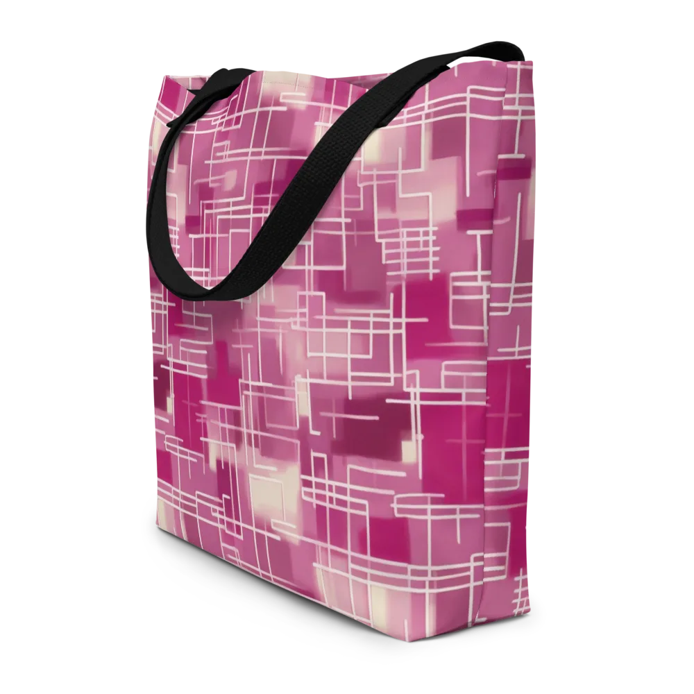Neon Grid on Large Tote Bag W/ Pocket — Front