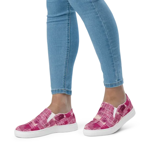 Neon Grid on a Women's Slip-On Canvas Shoes
