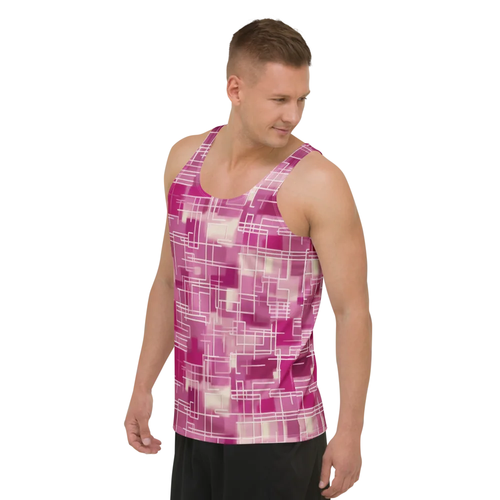 Neon Grid on Men's Tank Top — Left Front