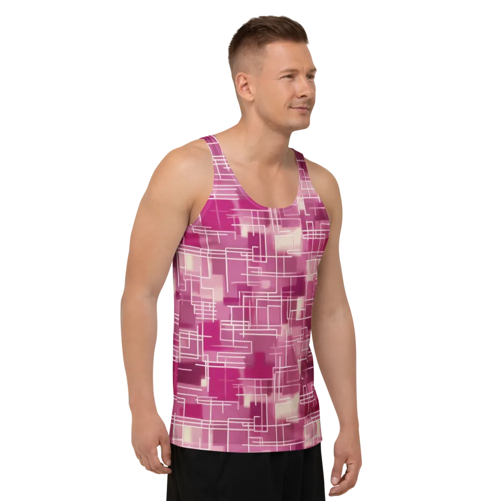 Neon Grid on Men's Tank Top — Right Front