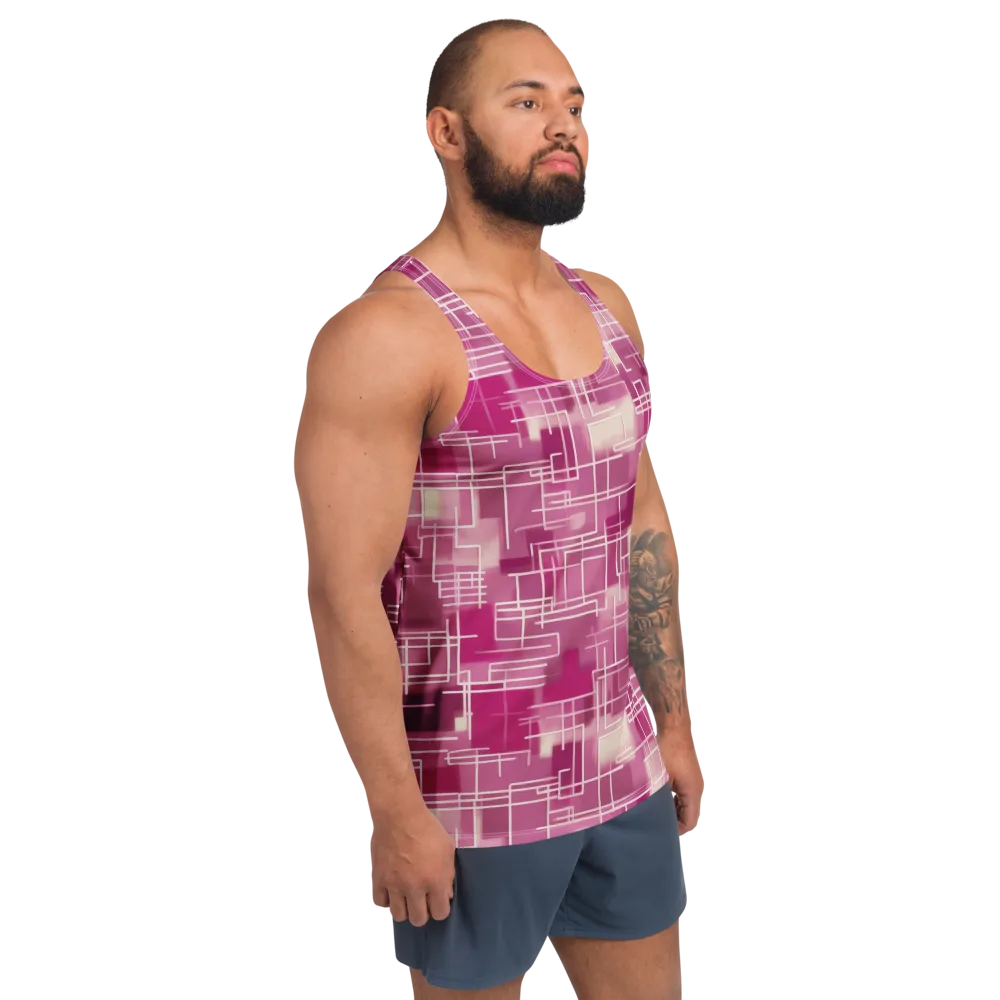 Neon Grid on Men's Tank Top — Right Front