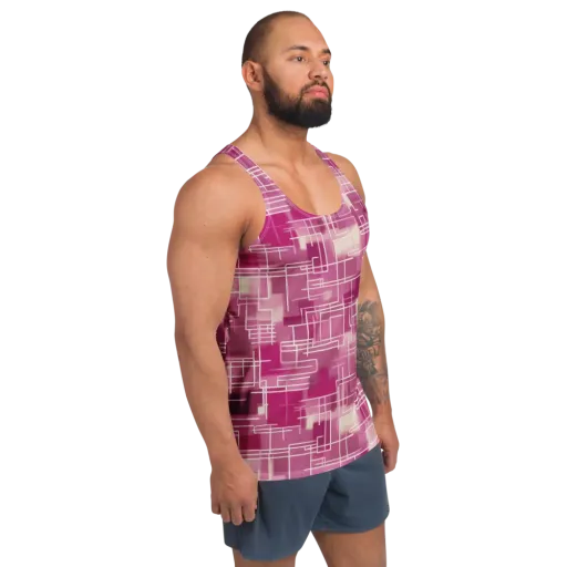 Neon Grid on a Men's Tank Top