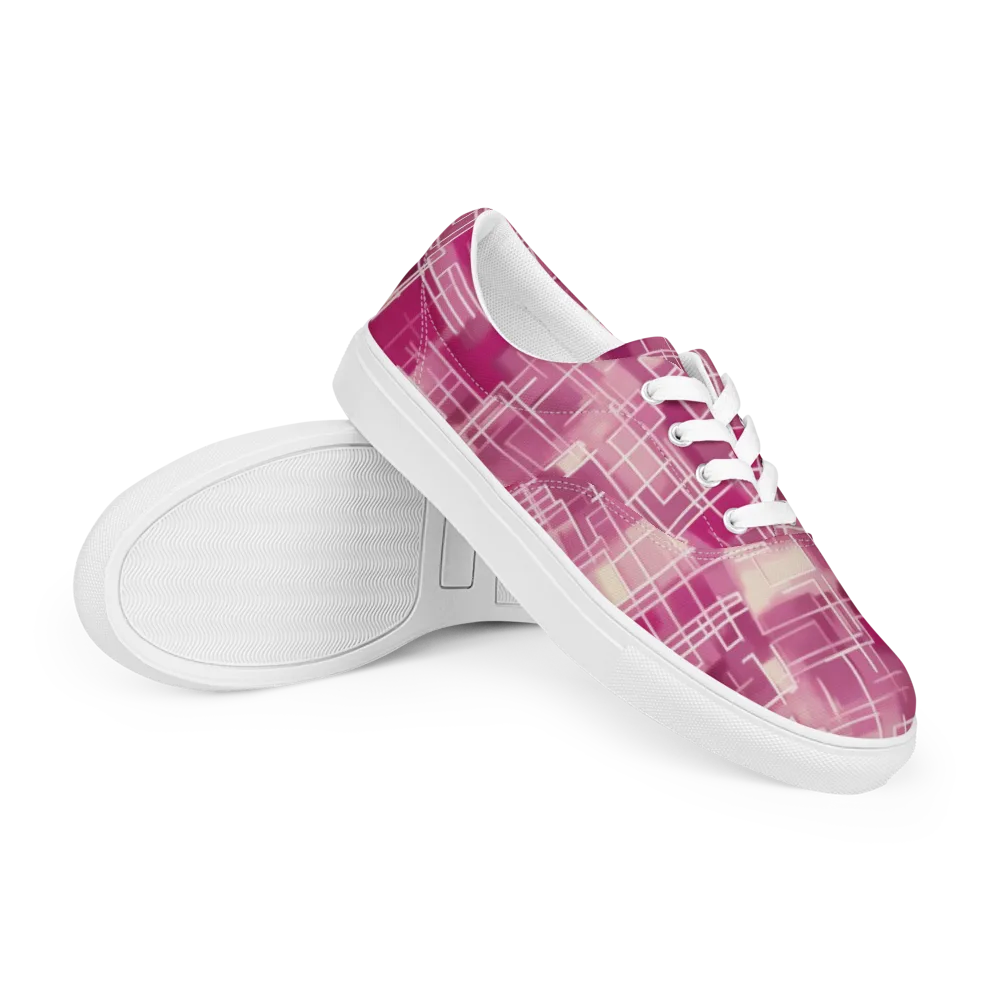 Neon Grid on Men's Lace-Up Canvas Shoes — Right Front