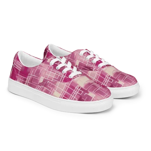 Neon Grid on a Men's Lace-Up Canvas Shoes