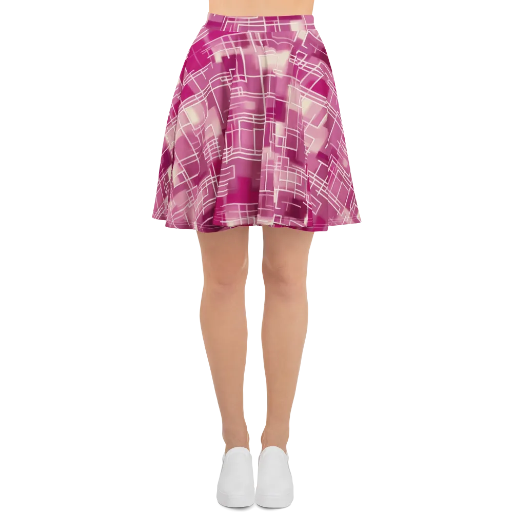 Neon Grid on Skater Skirt — Front