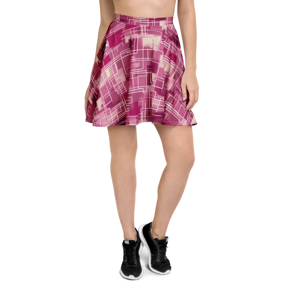 Neon Grid on Skater Skirt — Front