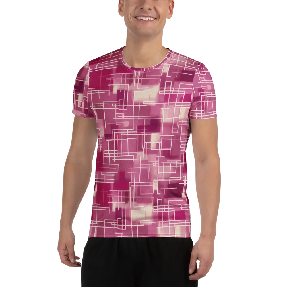 Neon Grid on Men's Athletic T-Shirt — Front