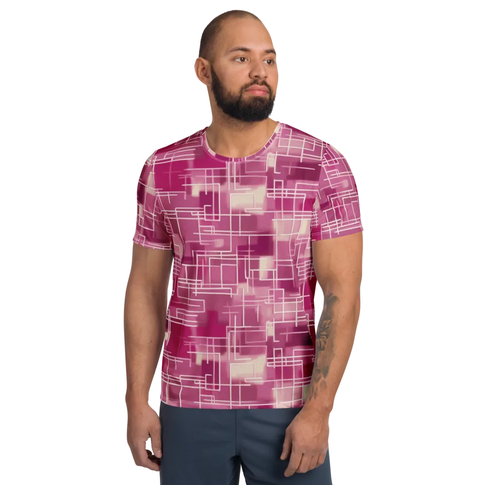 Neon Grid on Men's Athletic T-Shirt — Front