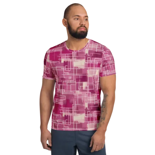 Neon Grid on a Men's Athletic T-Shirt