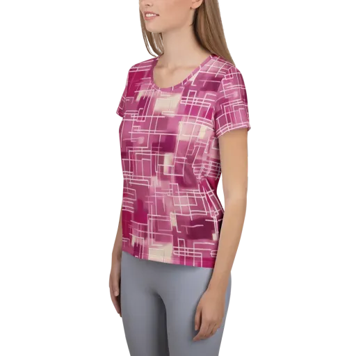 Neon Grid on a Women's Athletic T-Shirt