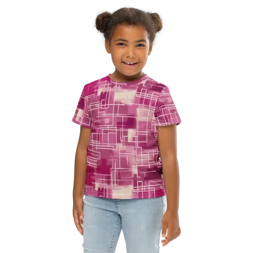 Neon Grid on a Kids Crew Neck T-Shirt