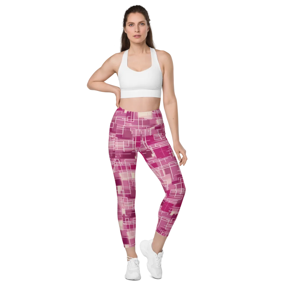 Neon Grid on Leggings with Pockets — Front