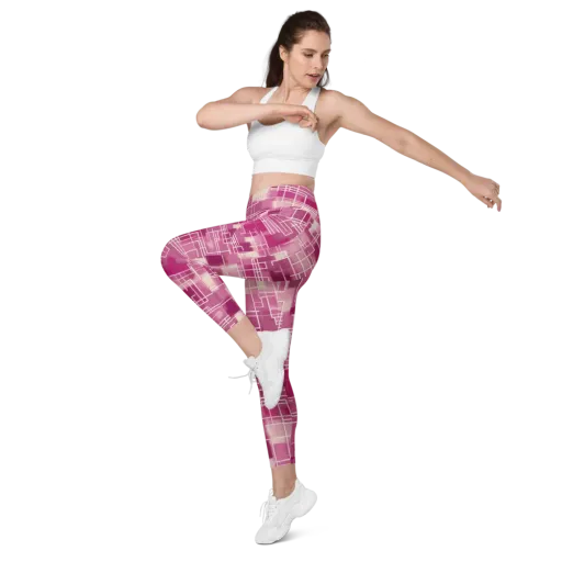 Neon Grid on a Leggings with Pockets