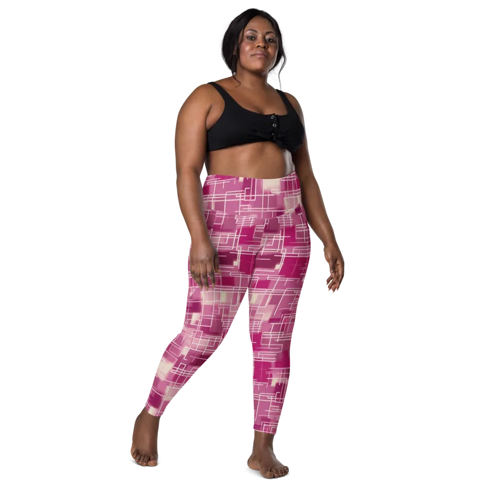 Neon Grid on Leggings with Pockets — Front