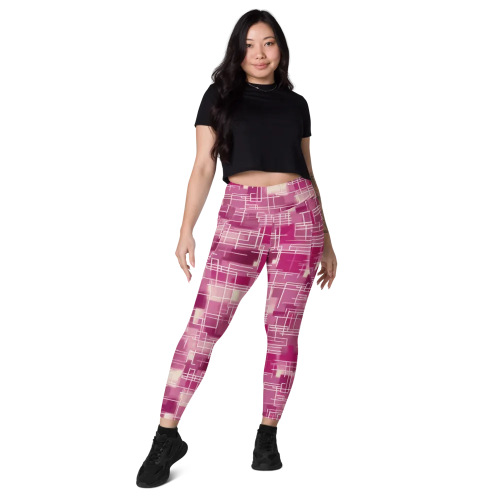 Neon Grid on Leggings with Pockets — Front