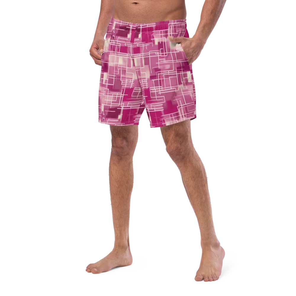 Neon Grid on Swim Trunks — Left Front