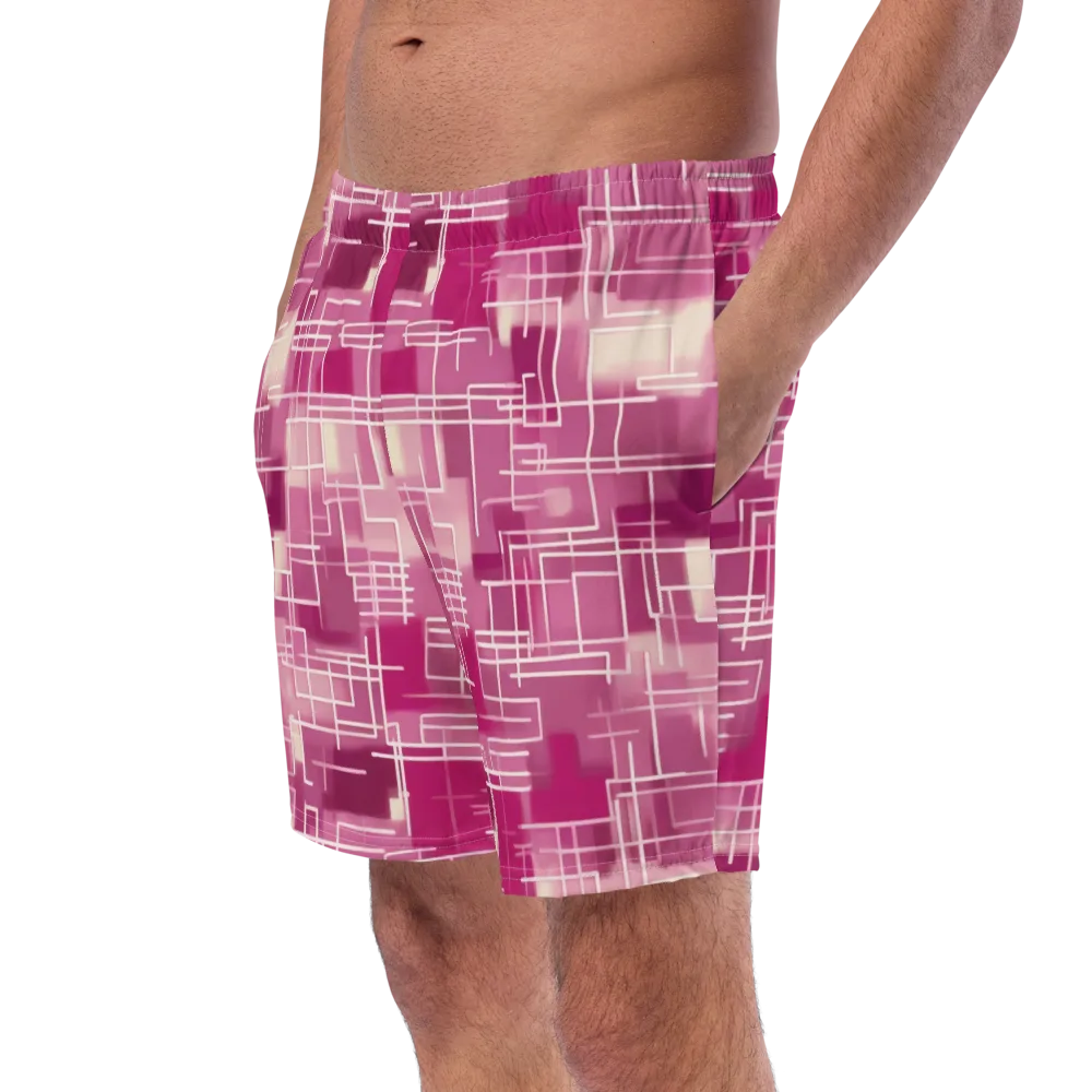 Neon Grid on Swim Trunks — Left Front