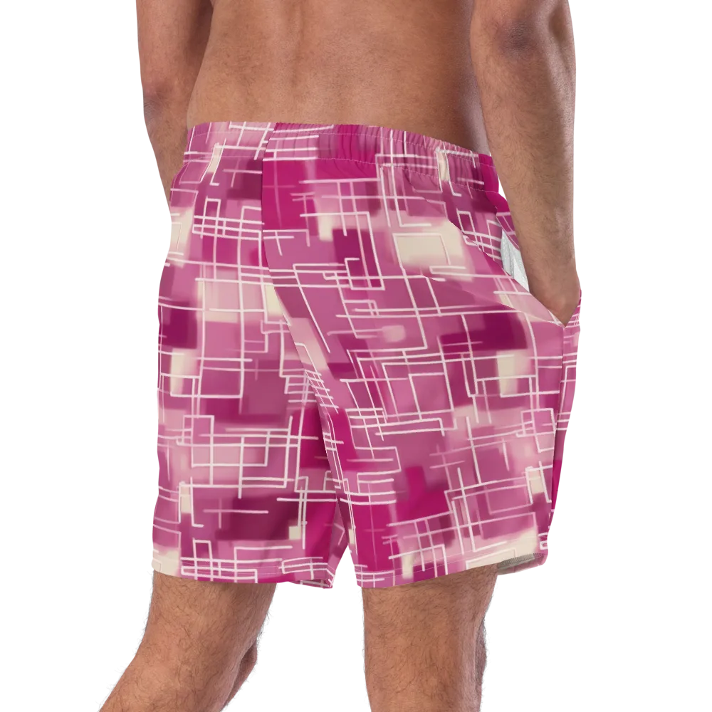 Neon Grid on Swim Trunks — Right Back