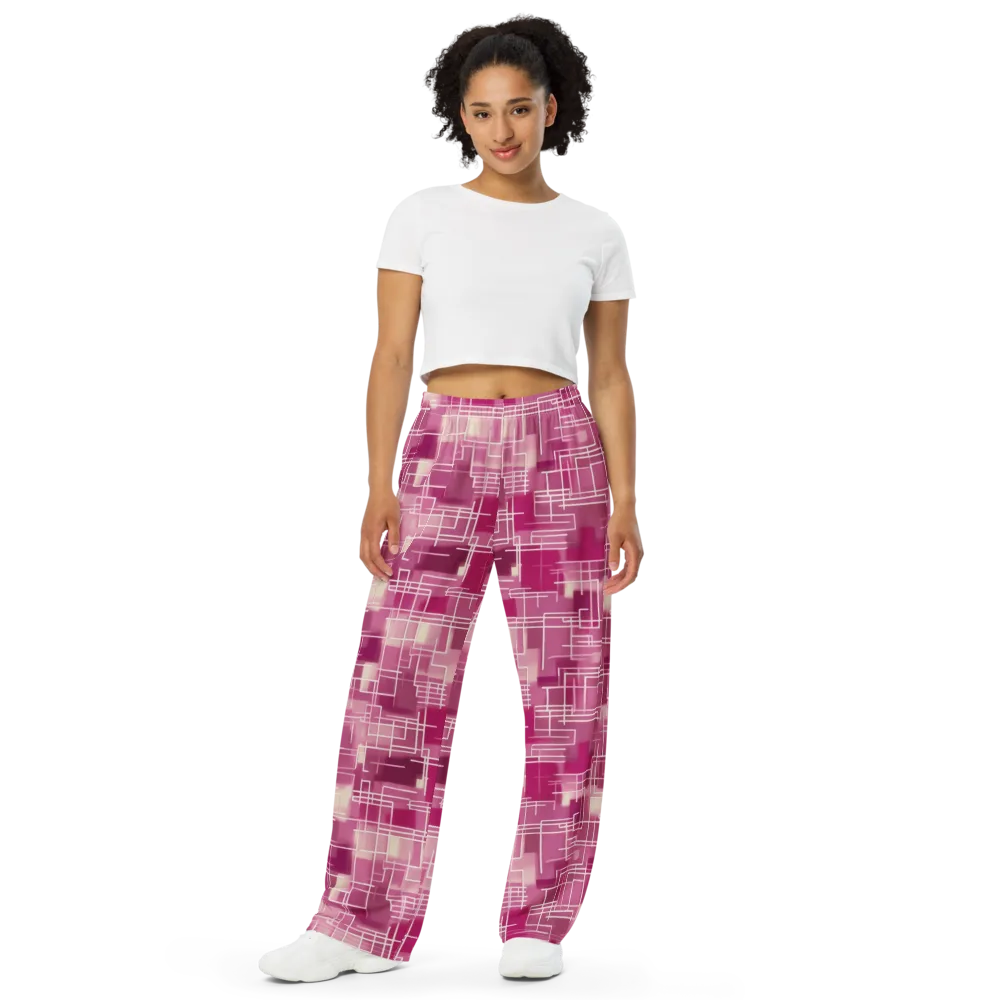 Neon Grid on Wide-Leg Pants — Front