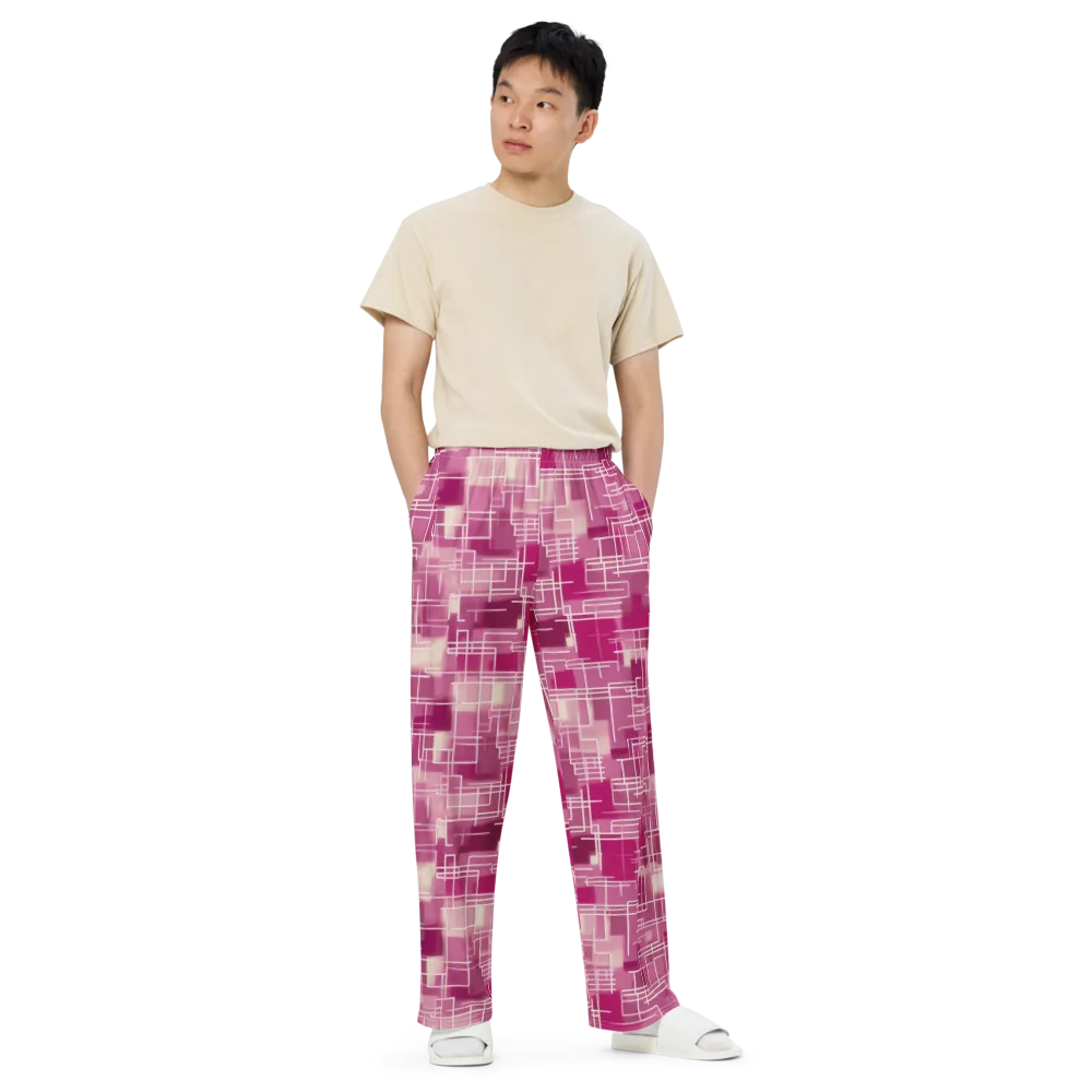 Neon Grid on Wide-Leg Pants — Front