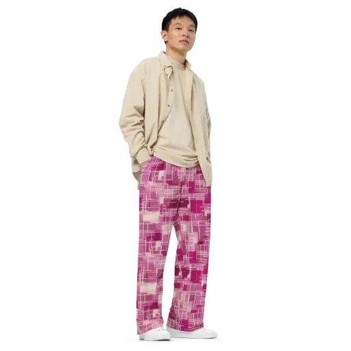 Neon Grid on a Wide-Leg Pants