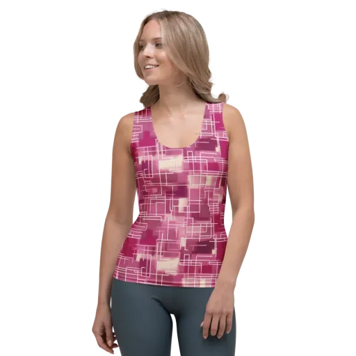 Neon Grid on a Women's Tank Top