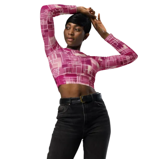 Neon Grid on a Long Sleeve Crop Top