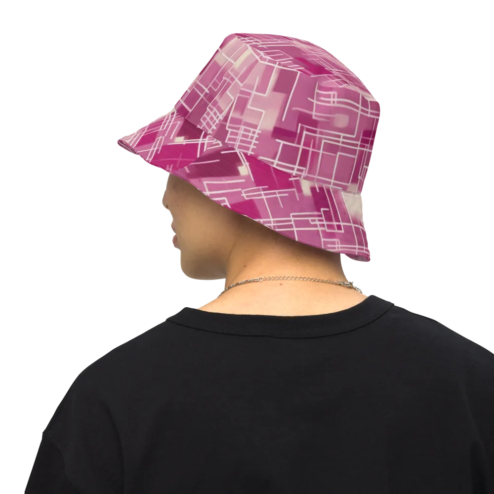 Neon Grid on Reversible Bucket Hat — Back Inside