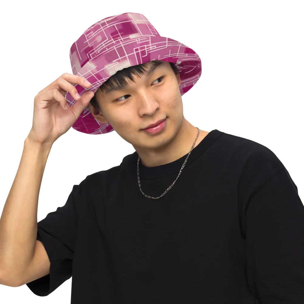 Neon Grid on Reversible Bucket Hat — Front Inside