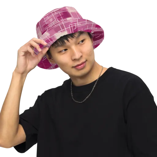 Neon Grid on a Reversible Bucket Hat