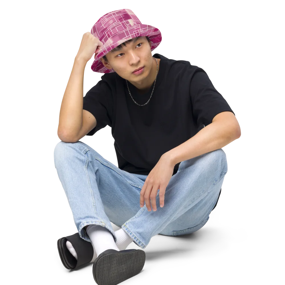 Neon Grid on Reversible Bucket Hat — Front 2 Inside