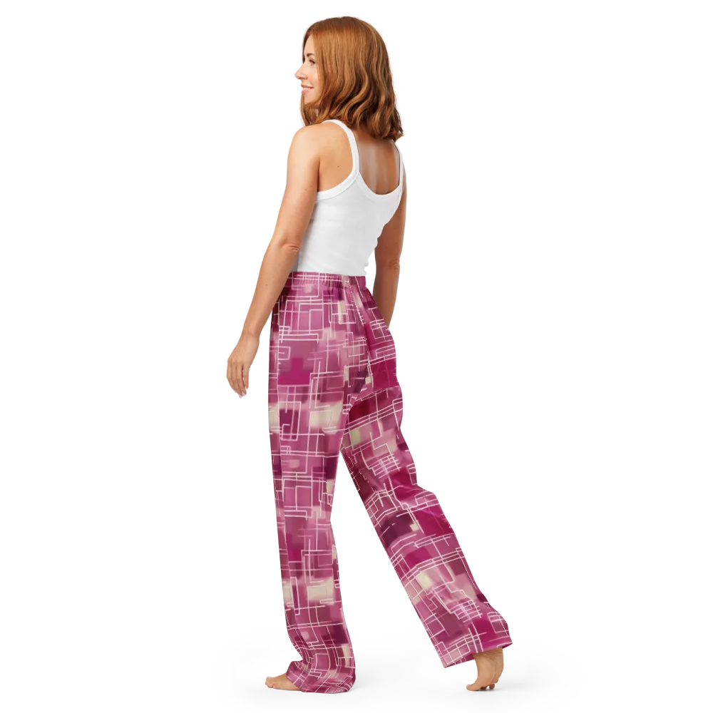 Neon Grid on Women's Pajama Pants — Back