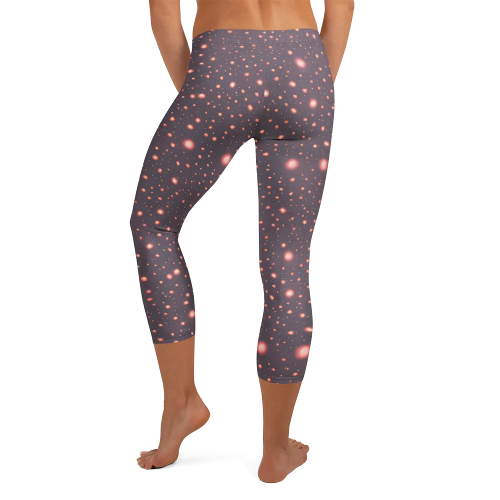 Coral Stardust on Capri Leggings — Back