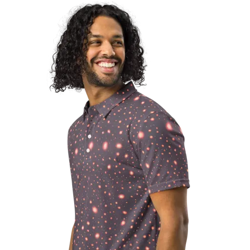 Coral Stardust on a Men's Slim Fit Polo Shirt