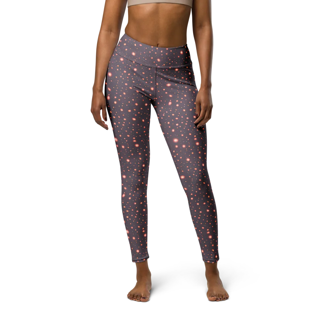 Coral Stardust on Yoga Leggings — Front
