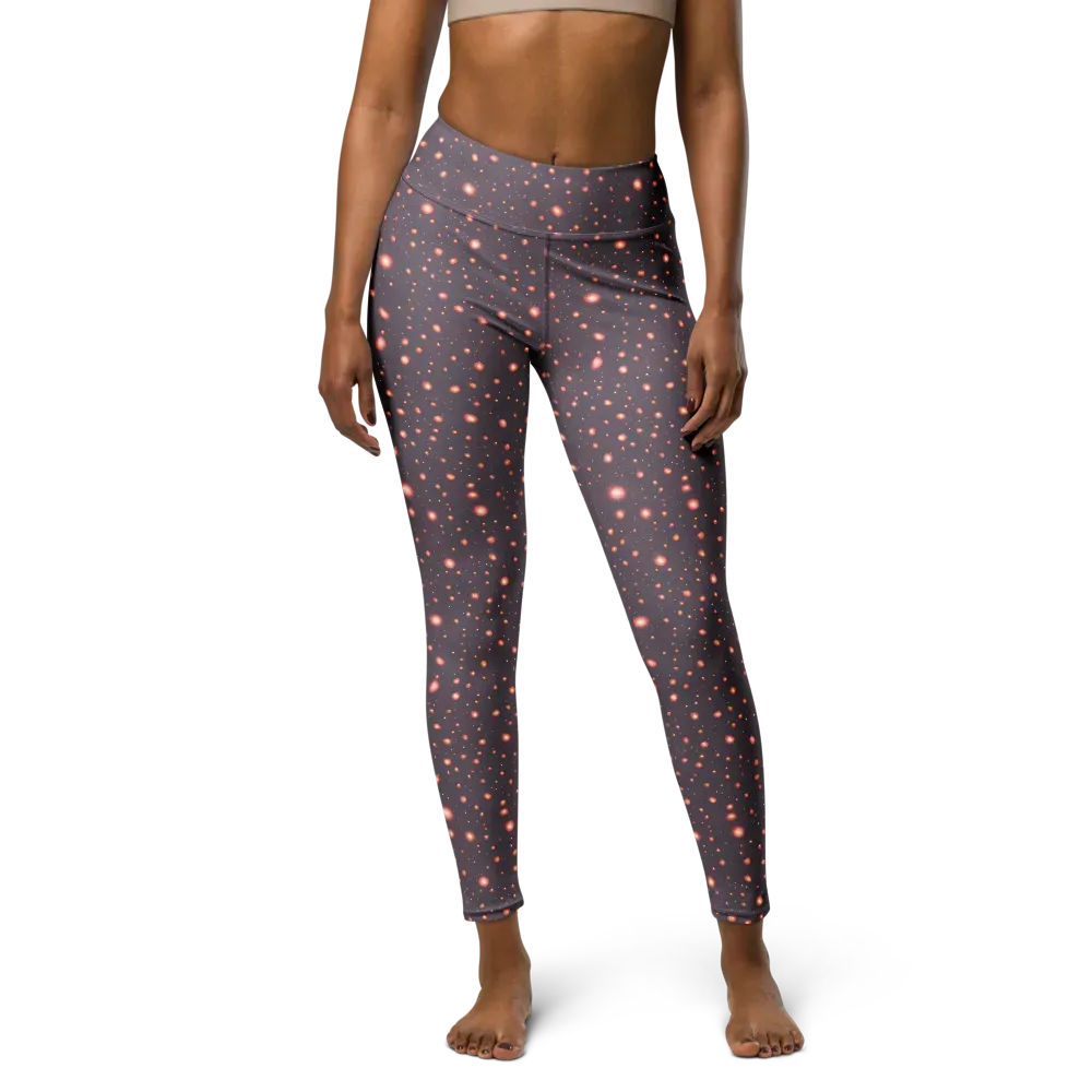 Coral Stardust on Yoga Leggings — Front