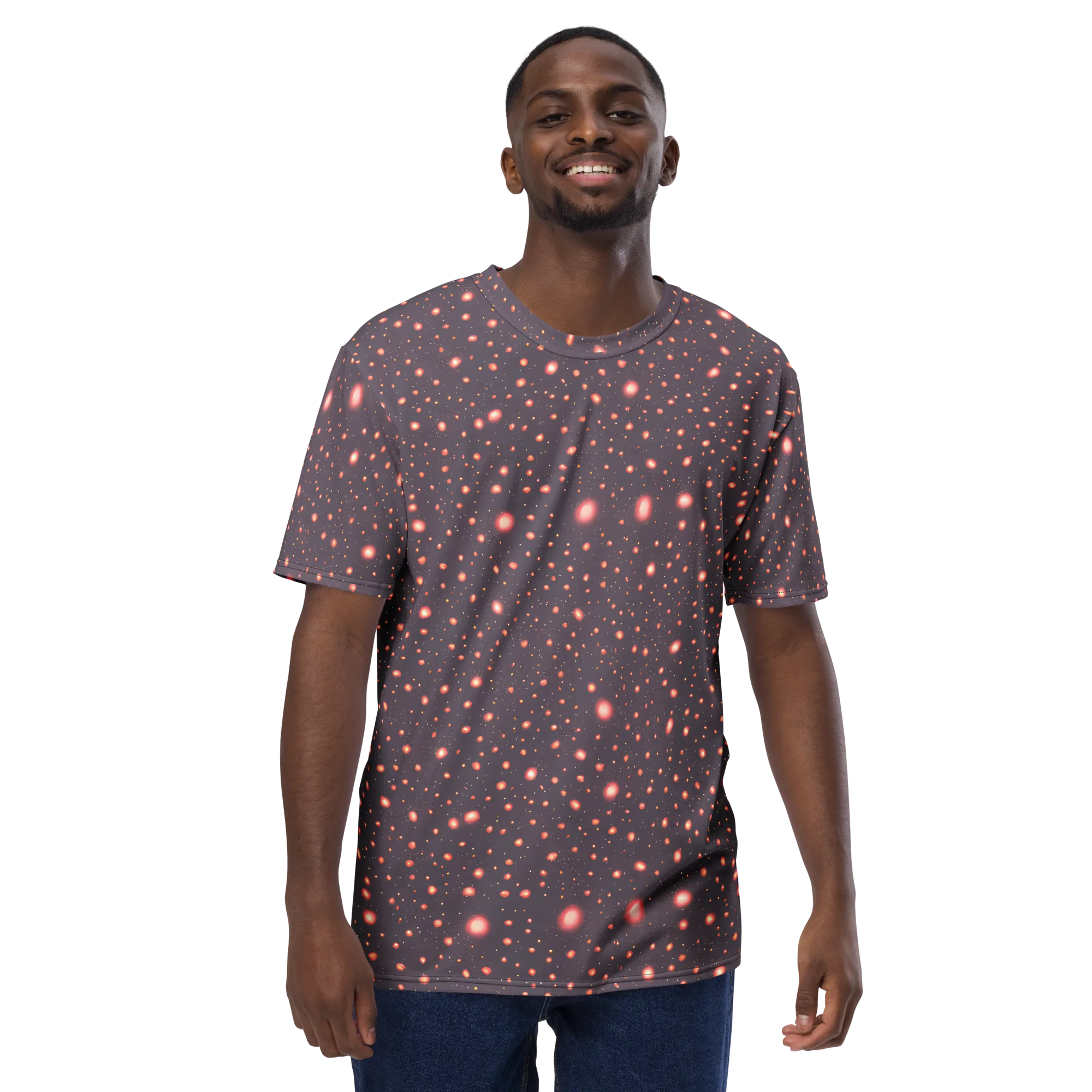 Coral Stardust on Men's Crew Neck T-Shirt — Front