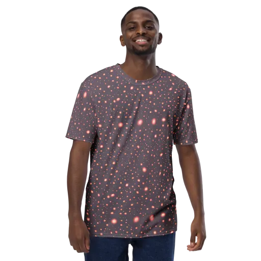 Coral Stardust on a Men's Crew Neck T-Shirt