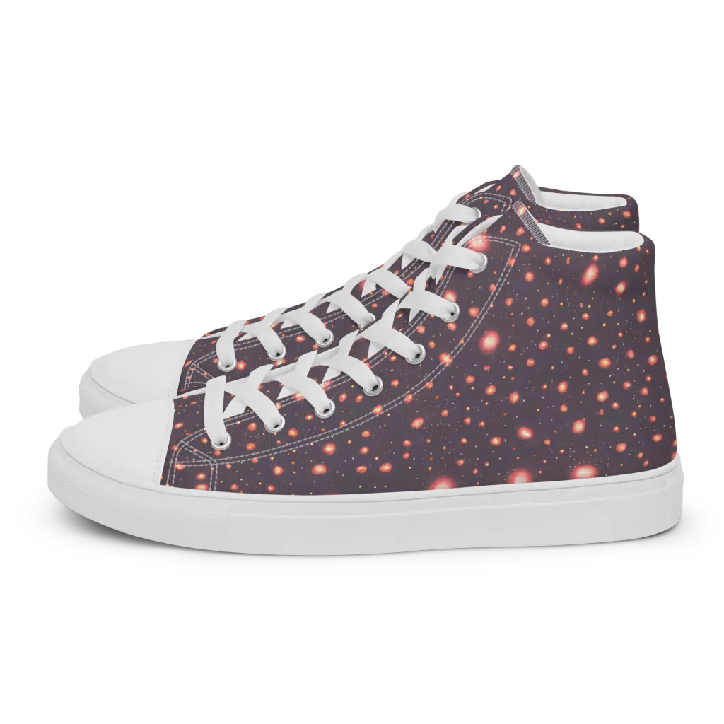 Coral Stardust on Men's High Top Canvas Shoes — Left