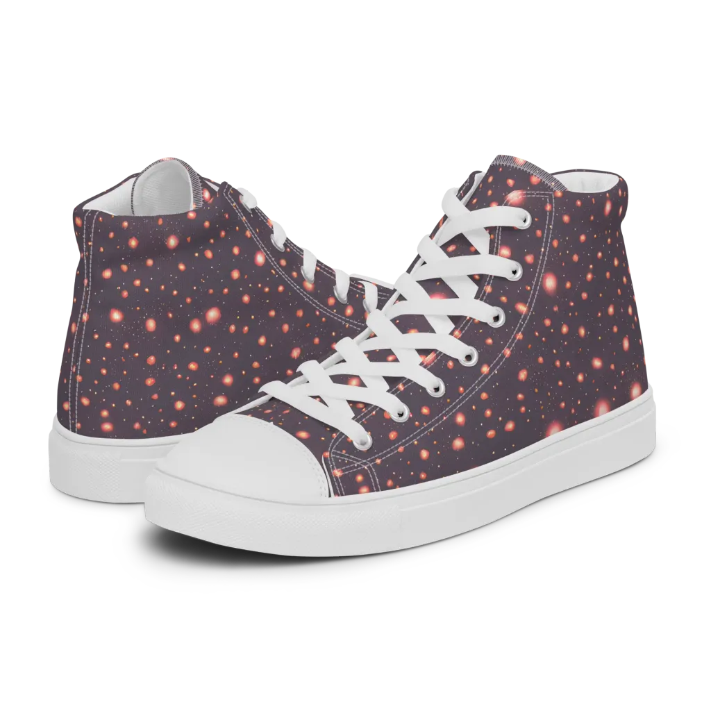 Coral Stardust on Men's High Top Canvas Shoes — Left